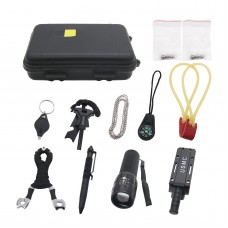 EDC Tool Kit EDC Survival Kit Emergency Equipment Outdoor Hiking Camping w/ Chain Black EDC Box