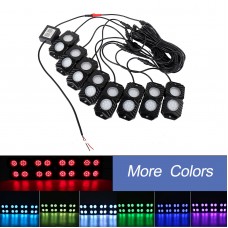 OL-19RGB08 8 Pod RGB LED Rock Lights Mobile Phone Bluetooth Control for Jeep Truck ATV SUV Car Boat   