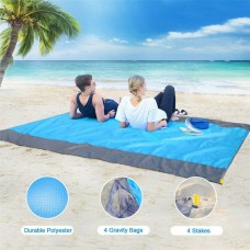 210x200cm Waterproof Beach Mat Outdoor Picnic Blanket Rug Mattress + Storage Bag + 4 Stakes + Buckle