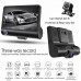 4" HD 1080P 3 Lens Car DVR Dash Cam Recorder 170° Vehicle Video Recorder Rearview Camera 