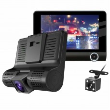 C2 4" HD 1080P 3 Lens Car DVR Dash Cam Recorder 170° Vehicle Video Recorder Rearview Camera 