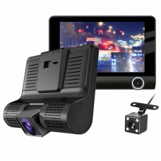 4" HD 1080P 3 Lens Car DVR Dash Cam Recorder 170° Vehicle Video Recorder Rearview Camera 