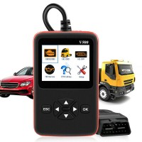 V500 Heavy Duty Truck Diagnostic Scanner Truck OBD2 Scanner DPF/Oil Reset Code Reader w/ Color Screen       