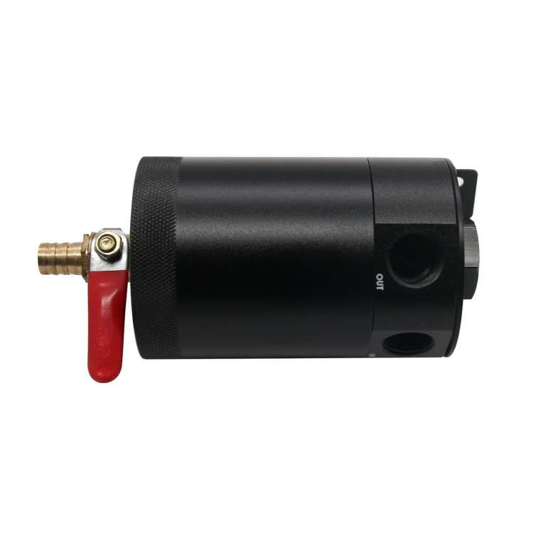2Port Baffled Oil Catch Can Tank Reservoir with Drain Valve Breather