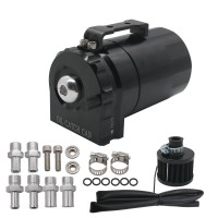 300ml Universal Oil Reservoir Catch Can Tank with Breather Filter Black Hose Version