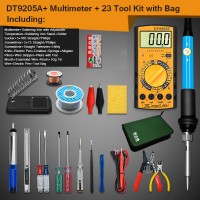 Electric Soldering Iron Kit w/ Soldering Iron Adjustable Temperature DT-9205A+ Multimeter Storage Bag