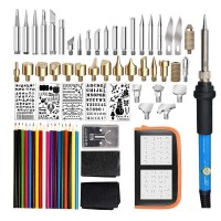 71pcs Wood Burning Pen Kit w/ Tips Soldering Iron Drawing Templates 18 Colored Pencils UK Plug 