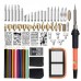 71pcs Wood Burning Pen Kit w/ Tips Soldering Iron Drawing Templates 18 Colored Pencils UK Plug 