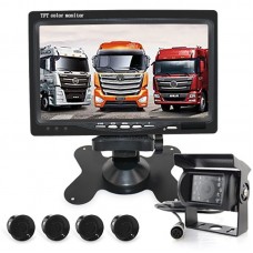 Wired Backup Camera System IR Night Version with 7" Monitor & 4 Parking Sensors Audio Alarm