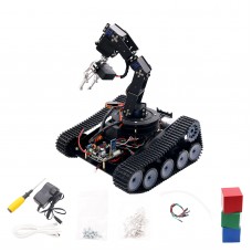 Open Source Robot Tank Car 6DOF Mechanical Arm Tracking Gripping Support PS2 Controller/APP Control