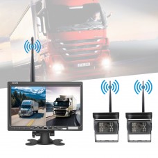 Wireless Backup Camera with Monitor 7" Front & Rear View Backup System 2*Camera For Truck Van Bus 