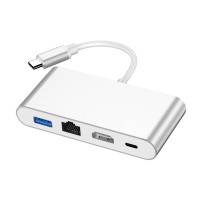 4-In-1 Type C to HDMI Converter Docking Station USB3.0 Gigabit Ethernet Port HDMI PD Charge HW-TC42