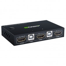 2 Port HDMI KVM Switch 2 IN 1 OUT 4K*2K 30Hz For Dual PC Hosts AM-KM201 Black 