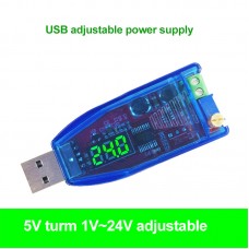 DC-DC Buck Boost Converter USB Adjustable Step Up Down Power Supply Module 5V to 1-24V (Green Light)