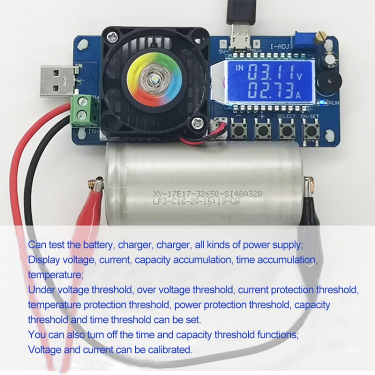 Battery Capacity Tester Constant Current Electronic Load USB Power