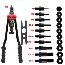 17" Hand Rivet Nut Setter Kit Rivet Nut Gun Hand Riveter Gun with 11pcs Inch Mandrels                          