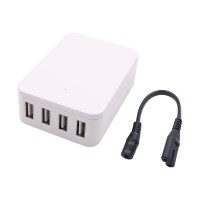 4-Port USB Charger Cell Phone Quick Charger Input DC 10-36V with DC Cable Female Port 