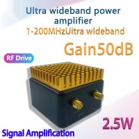 1-200MHz Wideband Linear Power Amplifier Amp Drive Amplifier 50dB Adjustable Gain 