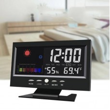 Digital Weather Station Thermometer Hygrometer Clock with LCD Display Switchable Measuring Temperature Humidity