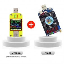 Type C USB Voltage Current Tester USB 3.0 Bluetooth Communication + USB Electronic Load (UM34C+HD35)