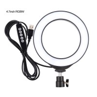 6.2" Ring Fill Light Dimmable LED Fill Light Portable RGBW w/ Ball Head Mount For Video Live PU432B