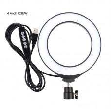 6.2" Ring Fill Light Dimmable LED Fill Light Portable RGBW w/ Ball Head Mount For Video Live PU432B