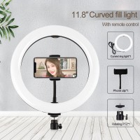 11.8" Ring Fill Light Dimmable Selfie Ring Light with Cellphone Holder RGBW Controller PU458B