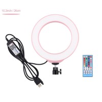 10.2" LED Fill Light Dimmable Ring Light w/ Remote Control Phone Holder Ball Head 46 LED Bead PU430F