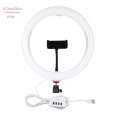 10.2" Selfie Ring Light Video Ring Fill Light w/ Cellphone Clamp Tripod Ball Head 80 LED Beads PU456F