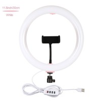 11.8" Selfie Ring Light Dimmable Ring Light LED Fill Light with Phone Clamp Tripod Ball Head PU457F