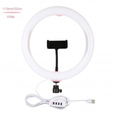 11.8" Selfie Ring Light Dimmable Ring Light LED Fill Light with Phone Clamp Tripod Ball Head PU457F