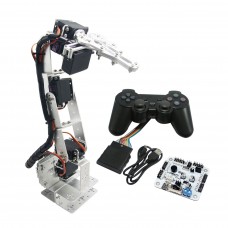 Assembled 6 DOF Aluminium Mechanical Robotic Arm with Clamp Claw & LD-1501 Servos & 32CH Controller for Arduino-Silver