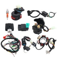 Complete ATV Wiring Harness Kit w/ Ignition Coil Go Kart Wiring Harness 6-Pole Stator for 110-125CC 