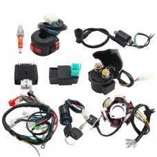 Complete ATV Wiring Harness Kit w/ Ignition Coil Go Kart Wiring Harness 6-Pole Stator for 110-125CC 