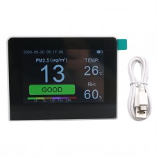 K6 Series Air Quality Monitor PM2.5+TOVC+HCHO+CO2 Detector w/3.5 Inch TFT Color Display 