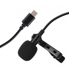 Lapel Microphone Clip Collar Microphone 1.5M with Type C Connector For Livestream Recording PU425