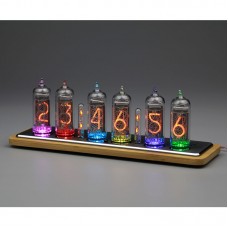 Omnixie Glow Clock Ultra-Thin Smart WIFI Soviet Union IN-14 Tube Clock Digital Clock Bamboo Wood Base
