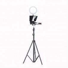 Mobile Phone Teleprompter Portable DSLR Camera Prompter with Tripod Light Clip for Live Broadcast