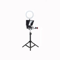 Phone Teleprompter Camera Prompter with Tripod 26cm Fill Light Clip Plate Multi-Camera Accessory