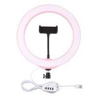 10.2"/26cm Dimmable LED Ring Light Fill Light with Cold Shoe Tripod Ball Head & Phone Clamp PU397F