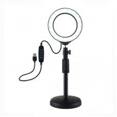 Desktop Tripod Stand Round Base + 4.7" Dimmable LED Ring Light Fill Light Adjustable 18cm-28cm PU391  