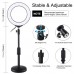 6.2" Dimmable LED Ring Fill Light + Desktop Tripod Stand Round Base Adjustable Height 18-28cm PU392