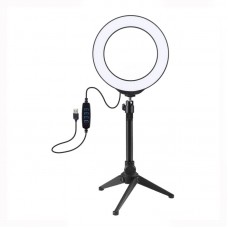 6.2"/16cm Dimmable LED Ring Fill Light + Desktop Tripod Stand w/ Cold Shoe Tripod Ball Head PKT3032