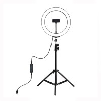 1.1m Selfie Ring Light Tripod Mount + 10.2"/26cm Dimmable LED Ring Fill Light Phone Holder PKT3035