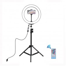 42.4" Tripod Stand + 10.2" LED Ring Light w/ Remote Control & Tripod Ball Head & Phone Clamp PKT3043