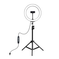 42.4" Tripod Stand + 10.2" LED Ring Light w/ Cold Shoe Tripod Ball Head & Phone Clamp PKT3044