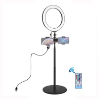 55.4" Desktop Stand + Dual-Phone Bracket + 10.2" LED Ring Light w/ Remote Control & Ball Head PKT3045