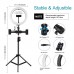 10.2" LED Ring Light with Tripod Stand & Dual-Phone Holder & Remote Control & Phone Clamp PKT3052B