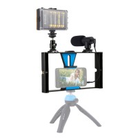 Smartphone Video Rig w/ Microphone & Studio Light & Tripod Head For iPhone Galaxy Xiaomi HTC PKT3022