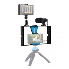 Smartphone Video Rig w/ Microphone & Studio Light & Tripod Head For iPhone Galaxy Xiaomi HTC PKT3022